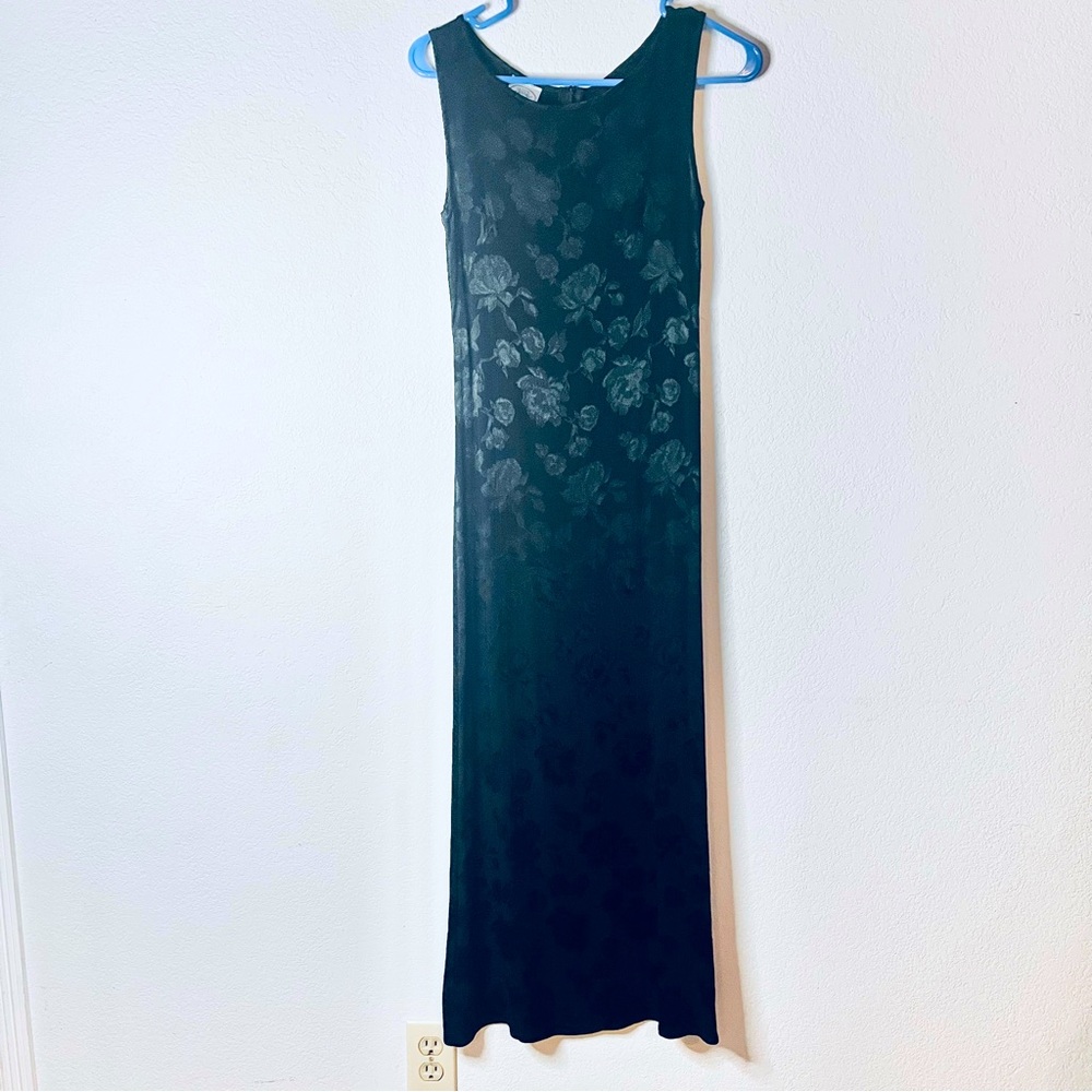 Laura Ashley black sleeveless floral rose jacquard maxi dress